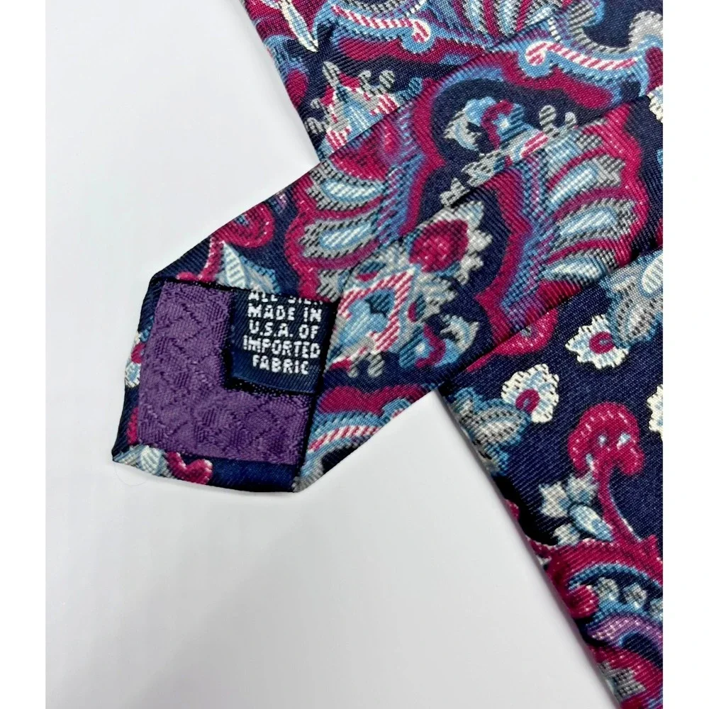Christian‎ Dior Monsieur Silk Men's Necktie Black Paisley Made In USA